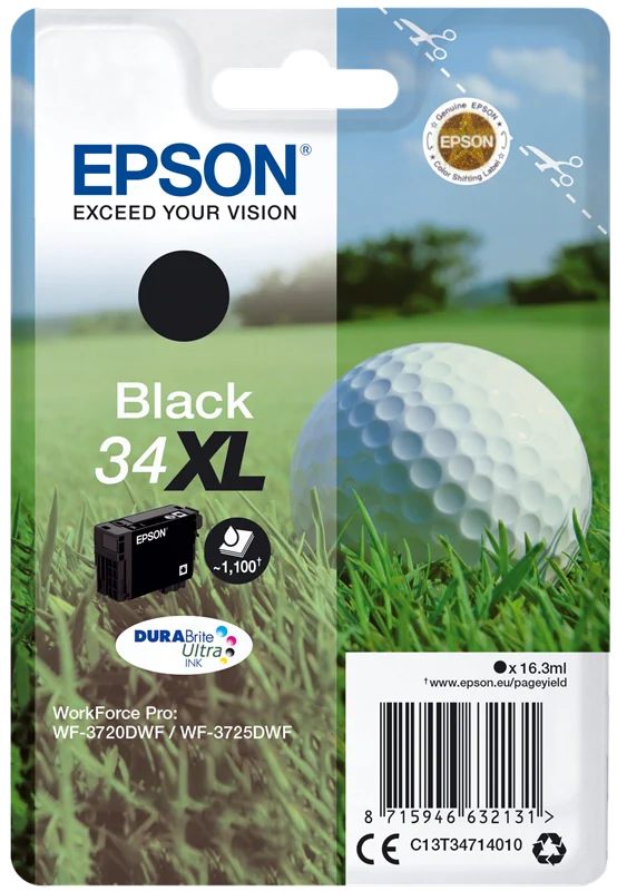 Epson Golf ball Singlepack Black 34XL DURABrite Ultra Ink