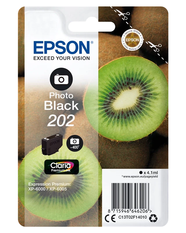 Epson Kiwi Singlepack Photo Black 202 Claria Premium Ink