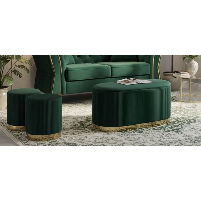 Panca Con Contenitore E Sgabelli Shopy Verde Set 3 Pz cm 80x37x42-29x35 - Image 10