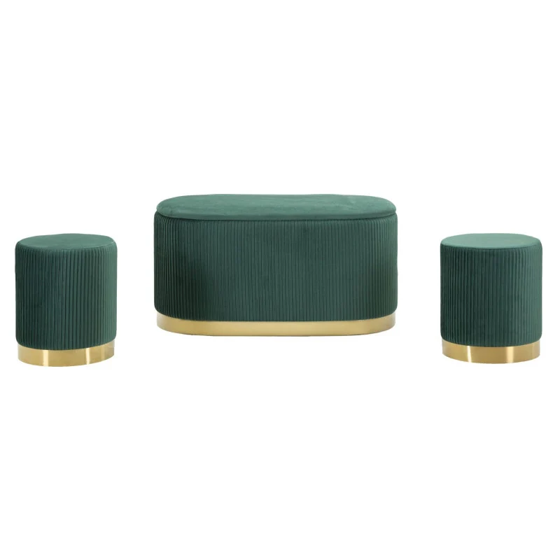 Panca Con Contenitore E Sgabelli Shopy Verde Set 3 Pz cm 80x37x42-29x35 - Image 2