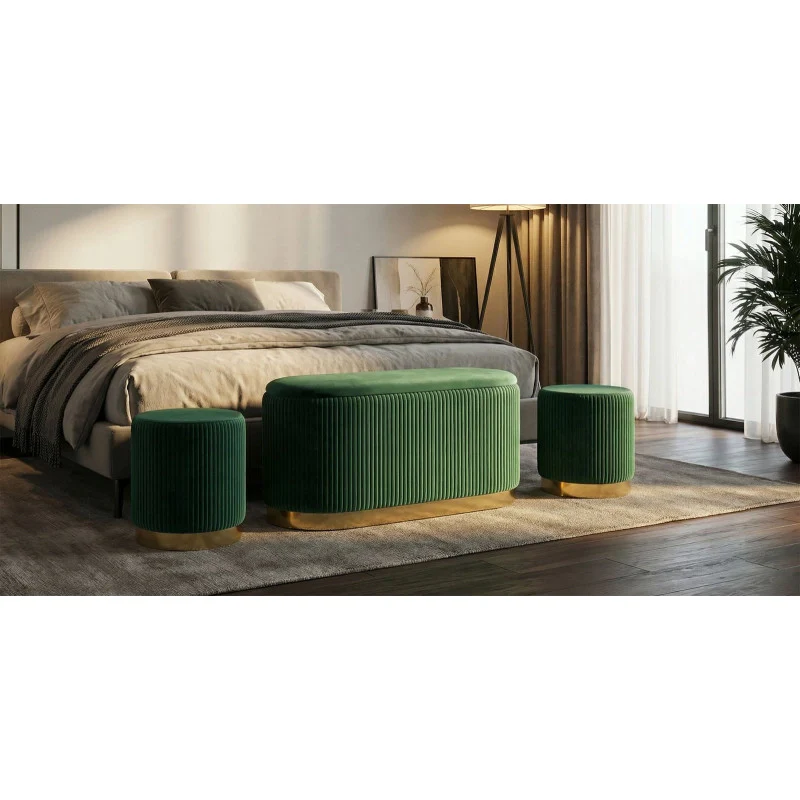 Panca Con Contenitore E Sgabelli Shopy Verde Set 3 Pz cm 80x37x42-29x35 - Image 9