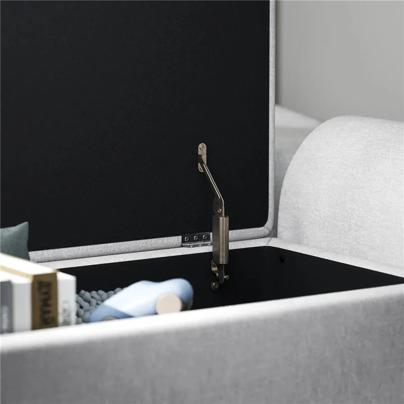 PANCA CONTENITORE FONDO LETTO CON BRACCIOLI IN TESSUTO GAMBE IN LEGNO E VANO DA 53.8L 132X42X50 CM GRIGIO - Image 2