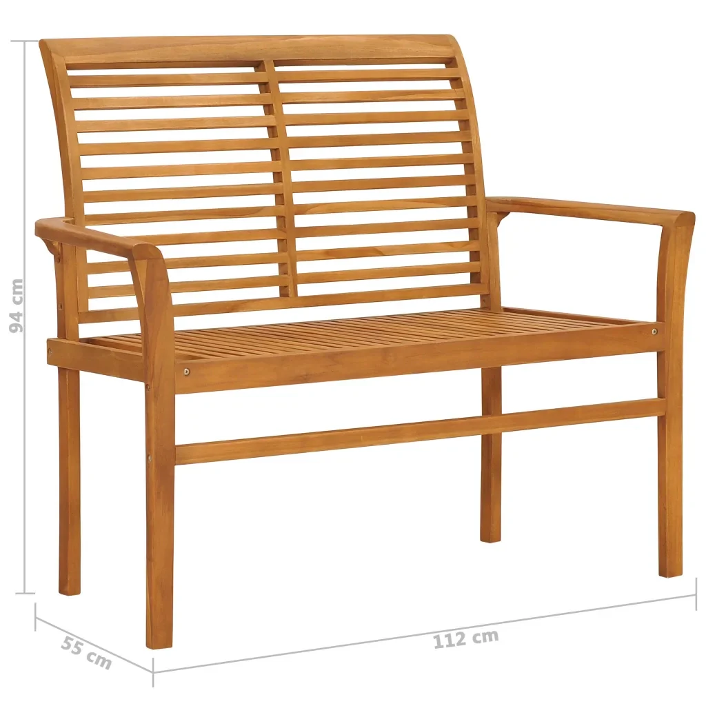 Panca da Giardino con Cuscino Grigio a Quadri 112 cm Legno Teak 3062663 - Image 7