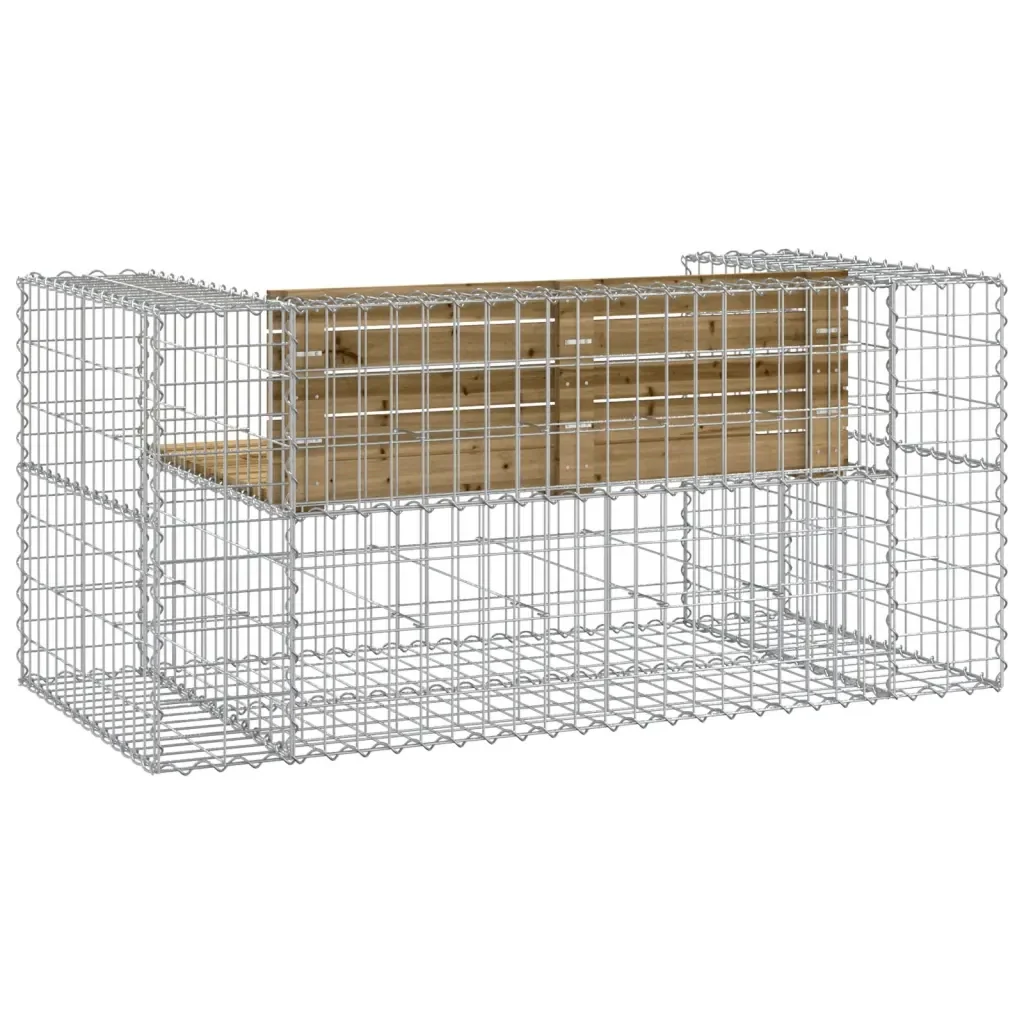 Panca da Giardino Design Gabbione 143x71x65,5cm Pino Impregnato 834379 - Image 5