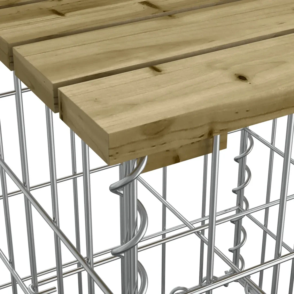 Panca da Giardino Design Gabbione 143x71x65,5cm Pino Impregnato 834379 - Image 6