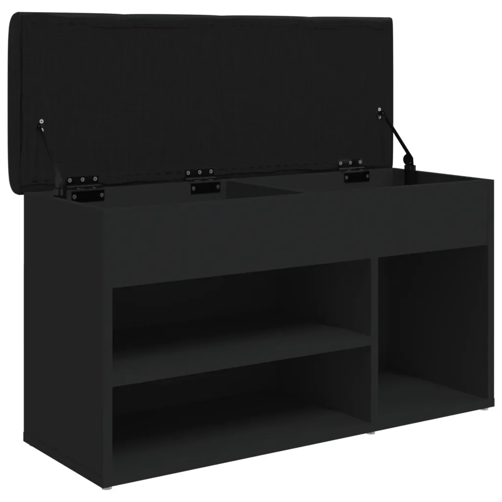 Panca Porta Scarpe Nera 82x32x45,5 cm in Legno Multistrato 835027 - Image 5