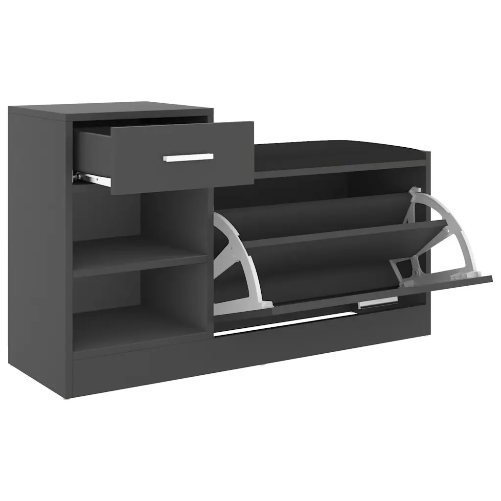 Panca Porta Scarpe Grigia 94,5x31x57 cm in Legno Multistrato 326743 - Image 6