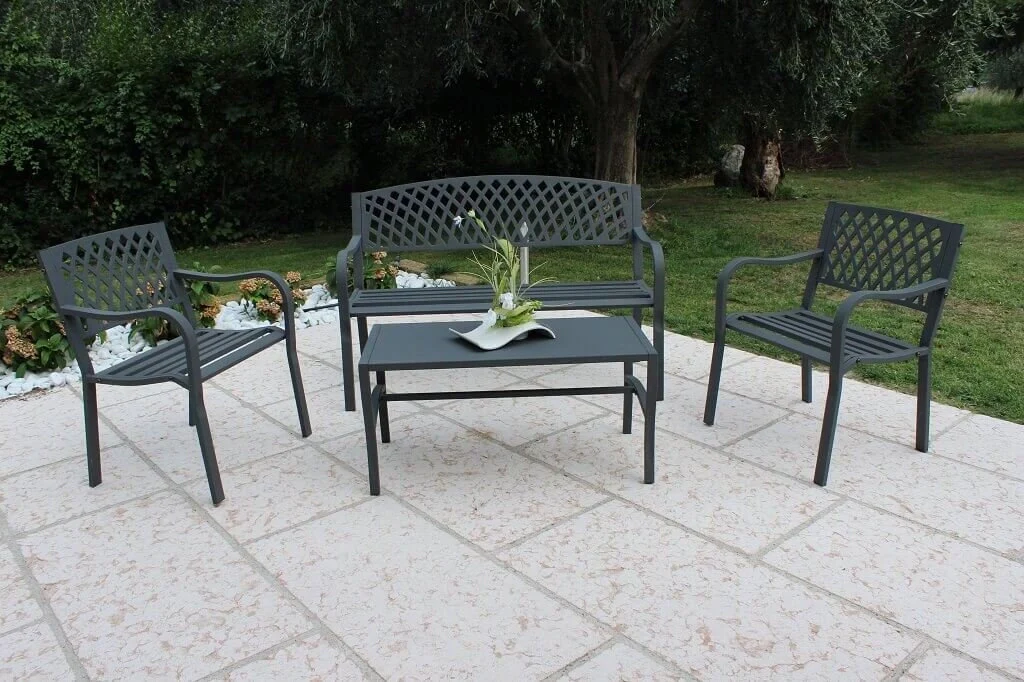 Panchina da Giardino 2 posti in Acciaio Acciaio cm 128x85x56 - SHELDON - Image 3