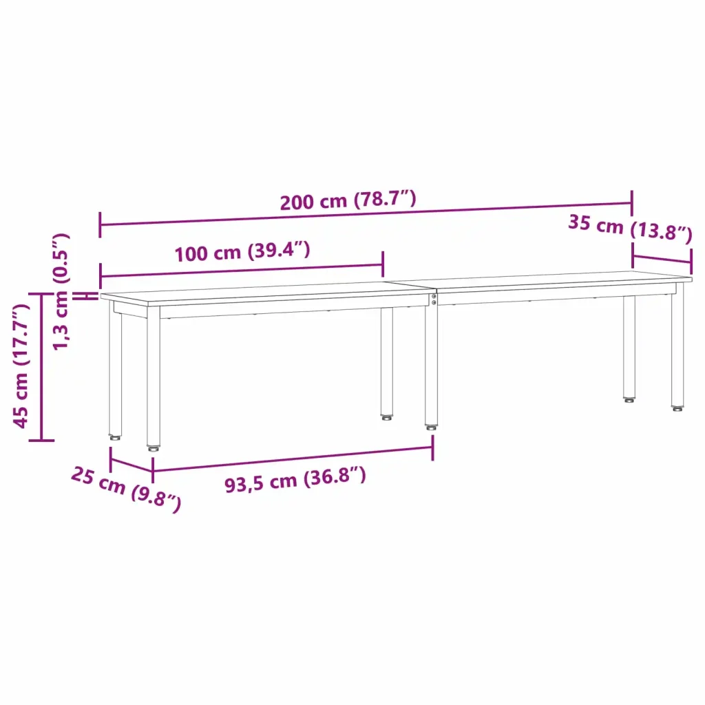 panchina Legno vecchio 200 x 35 x 45 cm Legno multistrato 892612 - Image 10