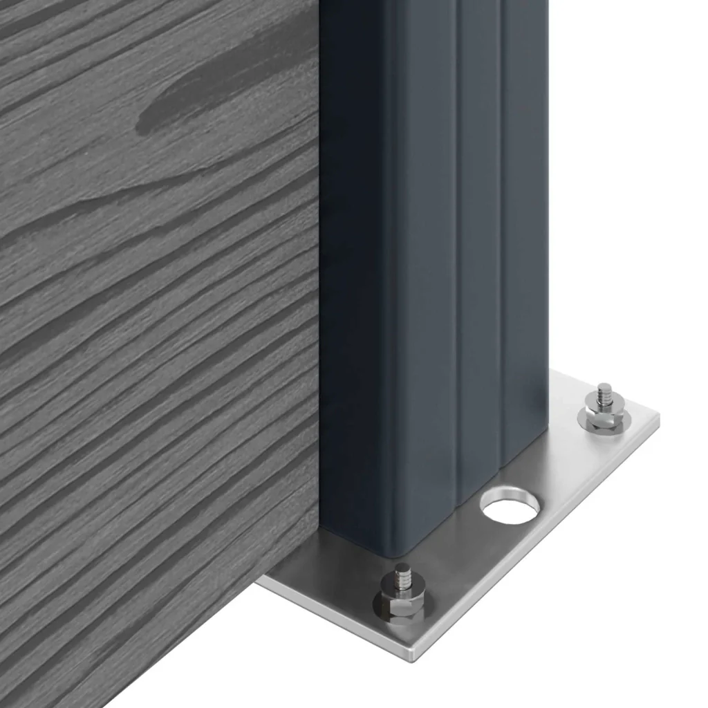 Pannello di Recinzione 3 pcs WPC e Alluminio Grigio - Image 5