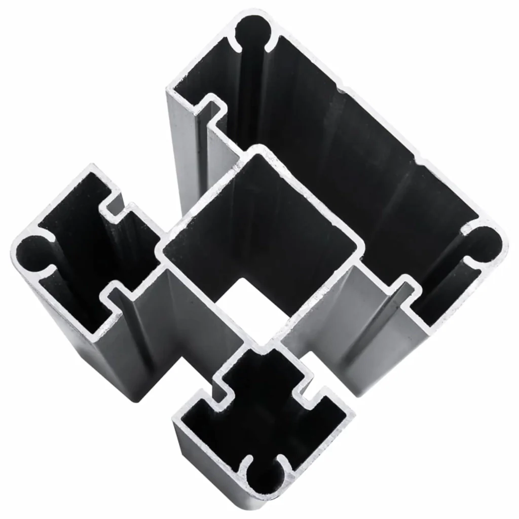 Pannello di Recinzione 3 pcs WPC e Alluminio Grigio - Image 7