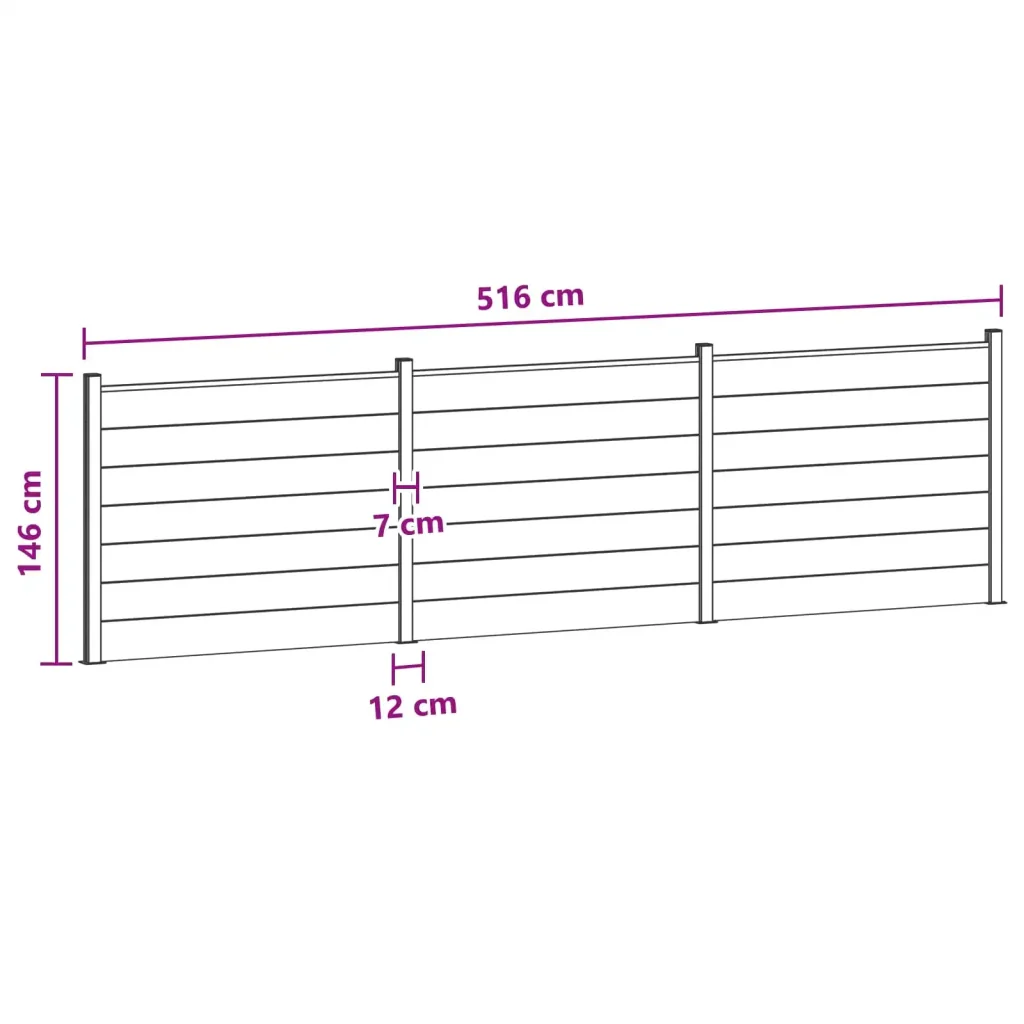 Pannello di Recinzione 3 pcs WPC e Alluminio Grigio - Image 8