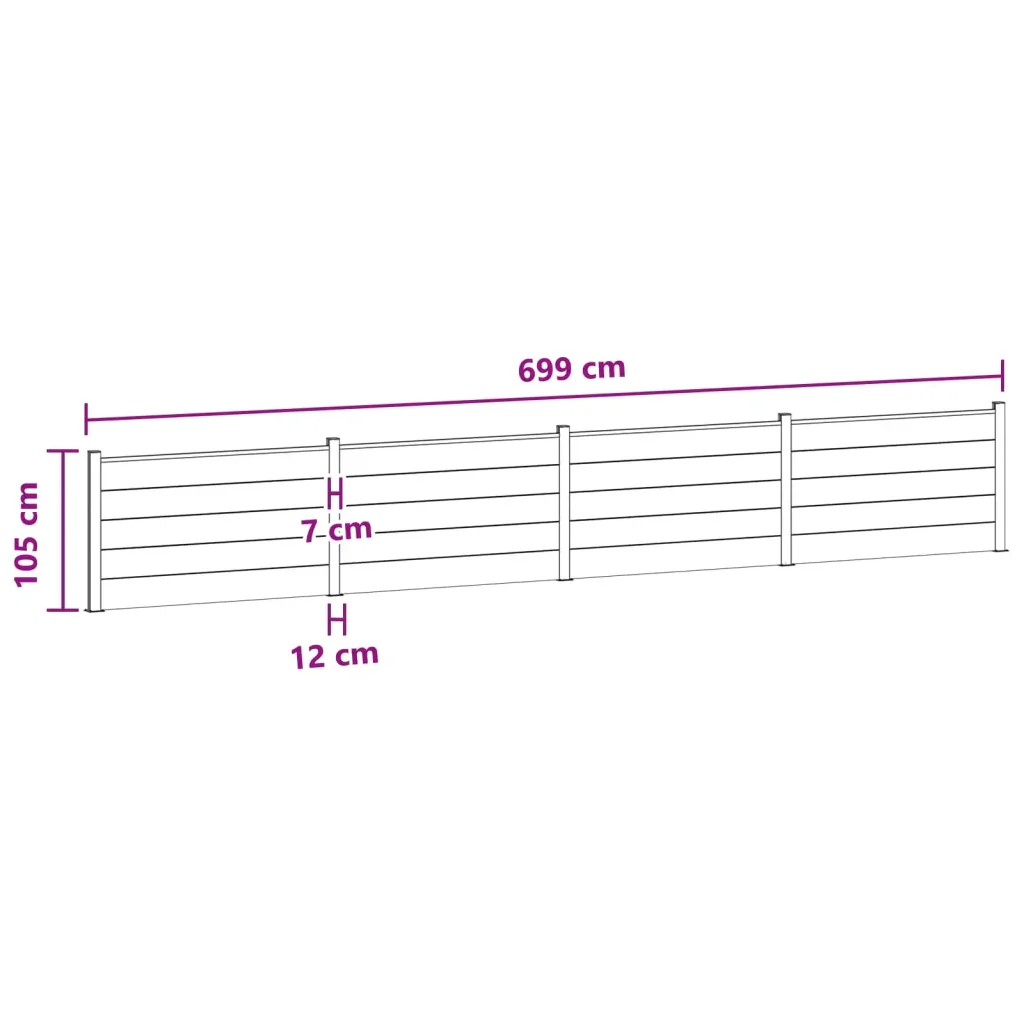 Pannello di Recinzione 4 pcs WPC e Alluminio Marrone - Image 8