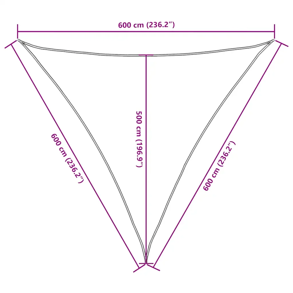 Parasole a Vela in Tessuto Oxford Triangolare 6x6x6 m Blu 135570 - Image 10