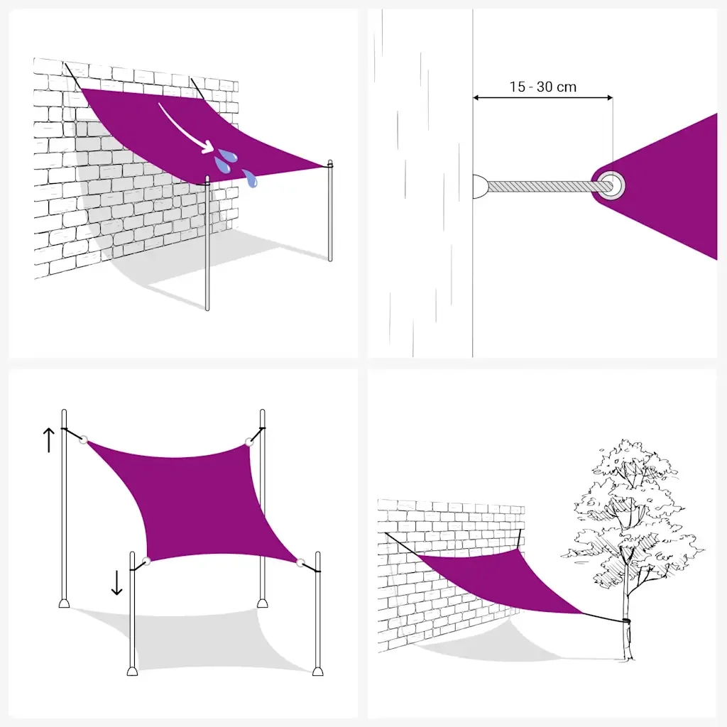 Parasole a Vela in Tessuto Oxford Triangolare 6x6x6 m Blu 135570 - Image 4
