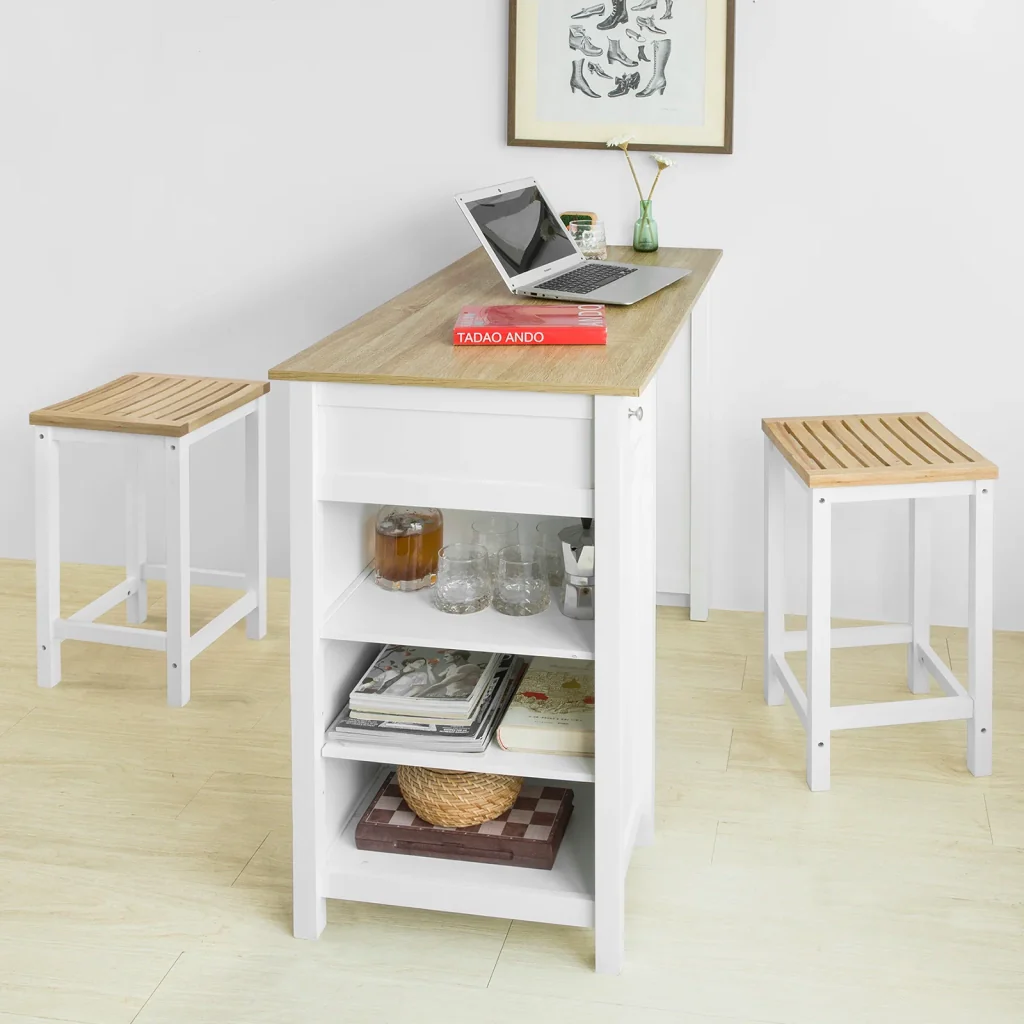 Penisola Cucina Tavolo Alto Bar in Legno Lunghezza: 120 cm profonditĂ : 55 cm Altezza: 90 cm Bianco FWT64-WN - Image 7