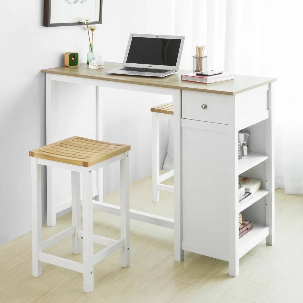 Penisola Cucina Tavolo Alto Bar in Legno Lunghezza: 120 cm profonditĂ : 55 cm Altezza: 90 cm Bianco FWT64-WN - Image 8