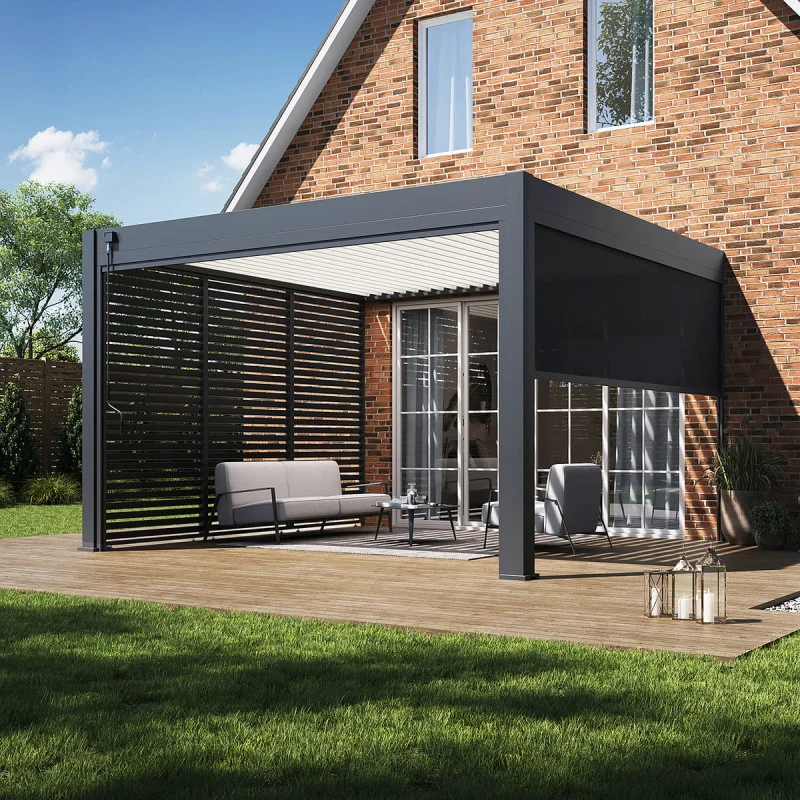 Pergola Bioclimatica Addossata Collezione VS 4x4M - Antracite/Bianco - V2 - Image 2
