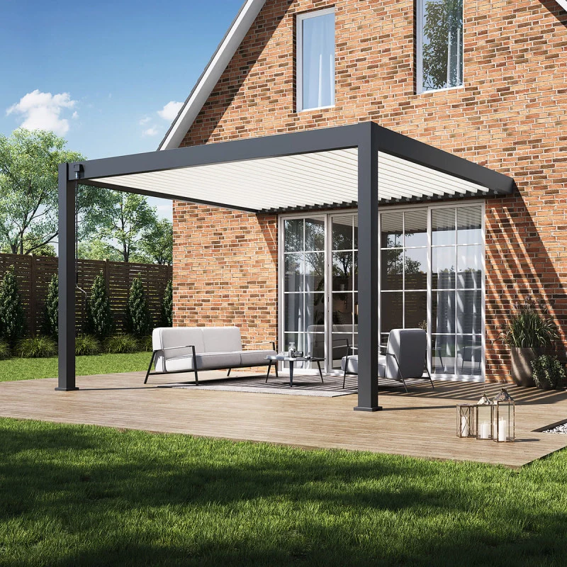 Pergola Bioclimatica Addossata Collezione VS 4x4M - Antracite/Bianco - V2 - Image 3