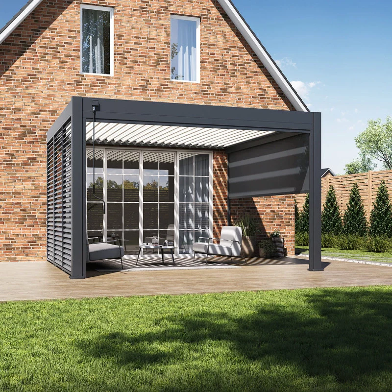 Pergola Bioclimatica Addossata Collezione VS 4x4M - Antracite/Bianco - V2 - Image 4