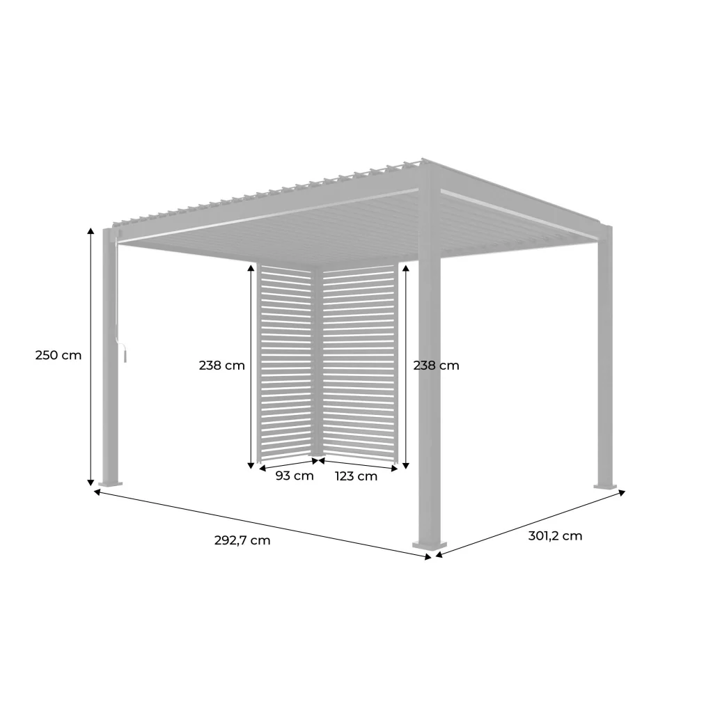 Pergola bioclimatica 3x4m in alluminio  + 1 persiana 1m + 1 persiana - Image 4