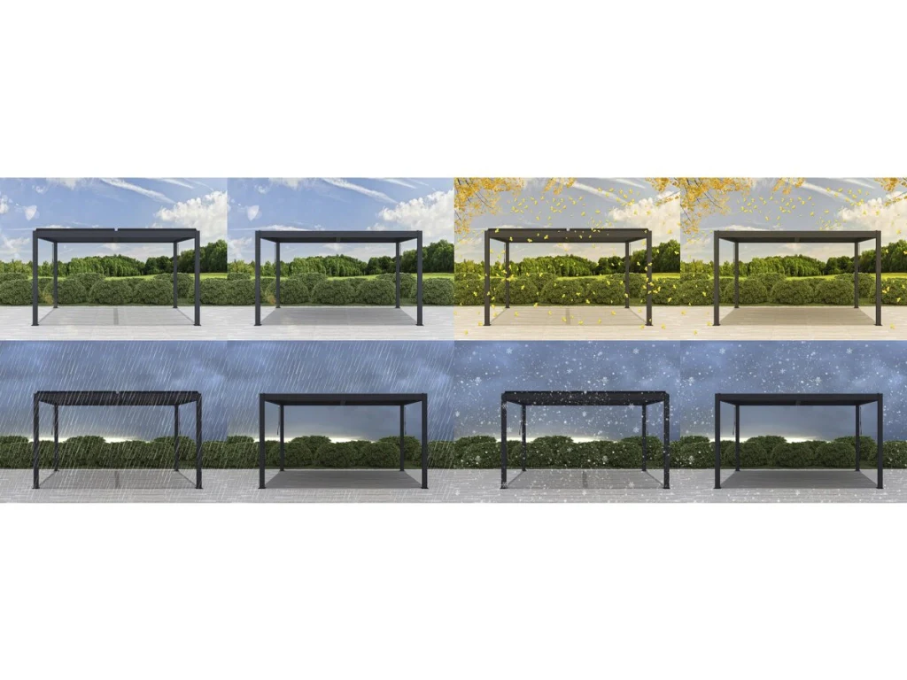 Pergola bioclimatica "Windsor" in alluminio con led 3 x 4 - Grigio - Image 5