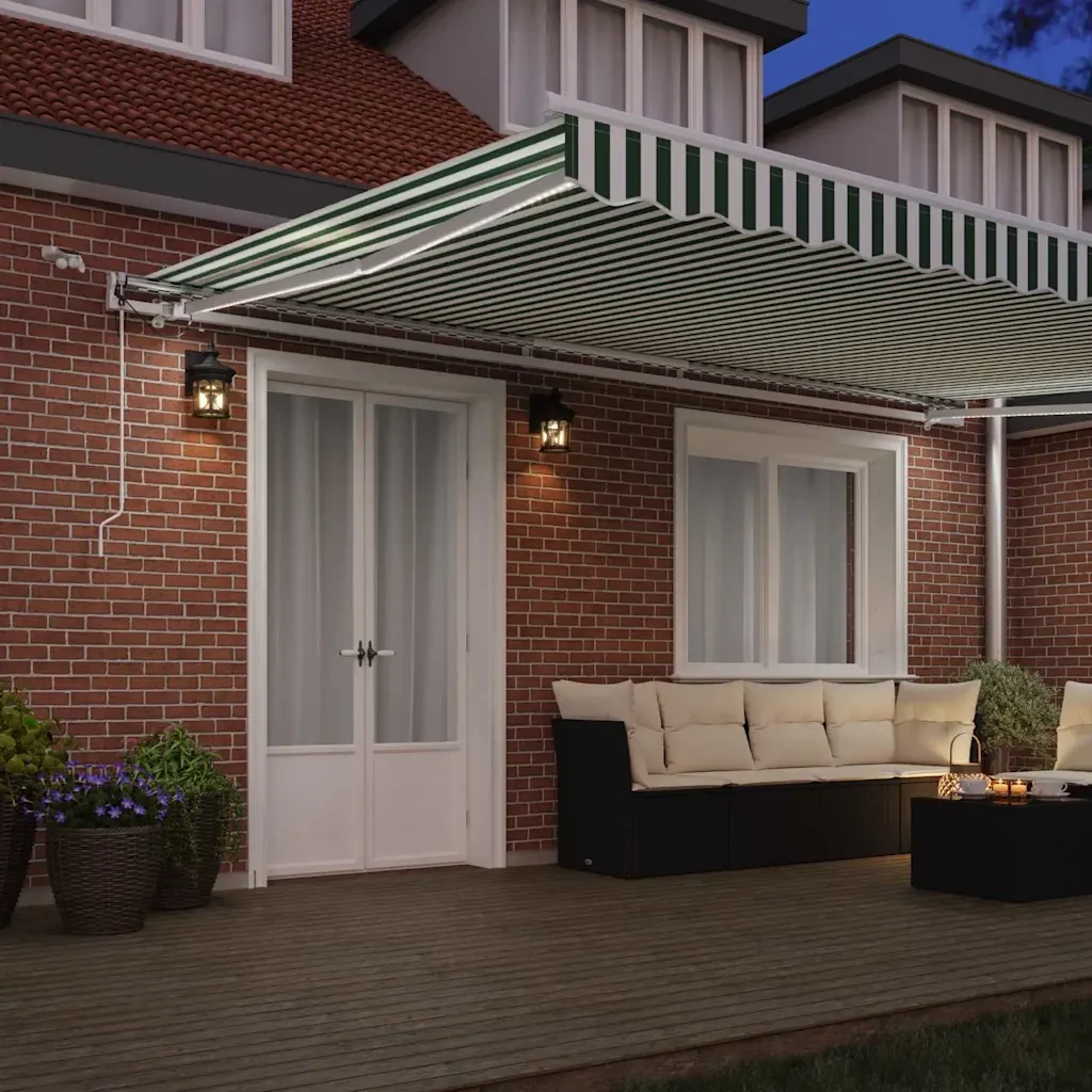 Tenda retrattile Verde e Bianco 500 × 350 cm Poliestere 3331584 - Image 3