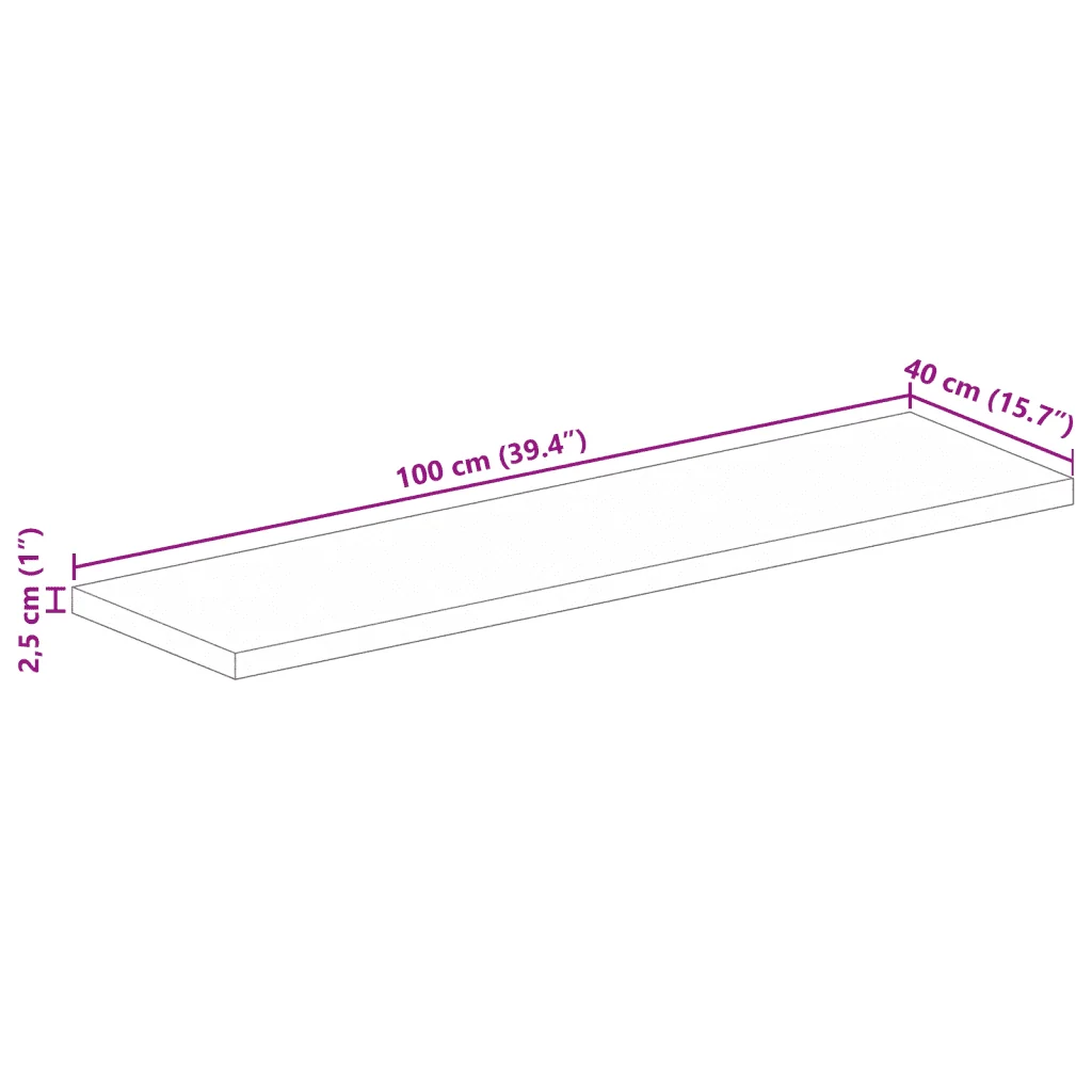 Piano per Tavolo 100x40x2,5cm Rettangolare Legno Massello Mango 371580 - Image 8