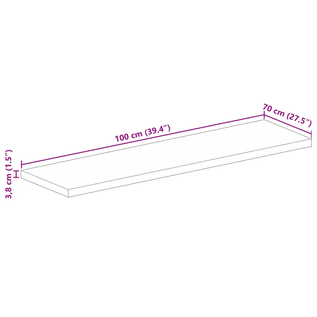 Piano per Tavolo 100x70x3,8cm Rettangolare Legno Massello Mango 371542 - Image 8