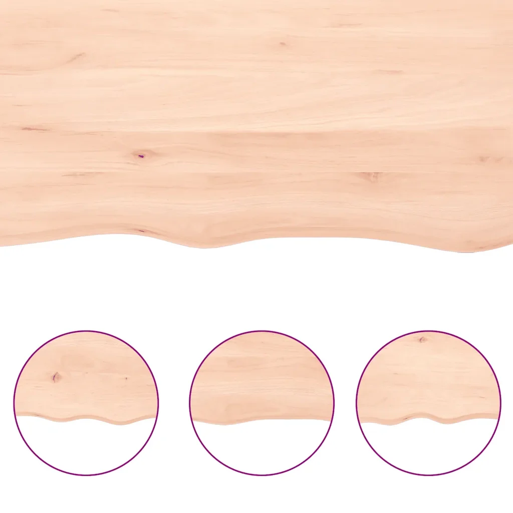 Piano per Tavolo 140x60x(2-6) cm Rovere Non Trattato Bordi Vivi 363901 - Image 4