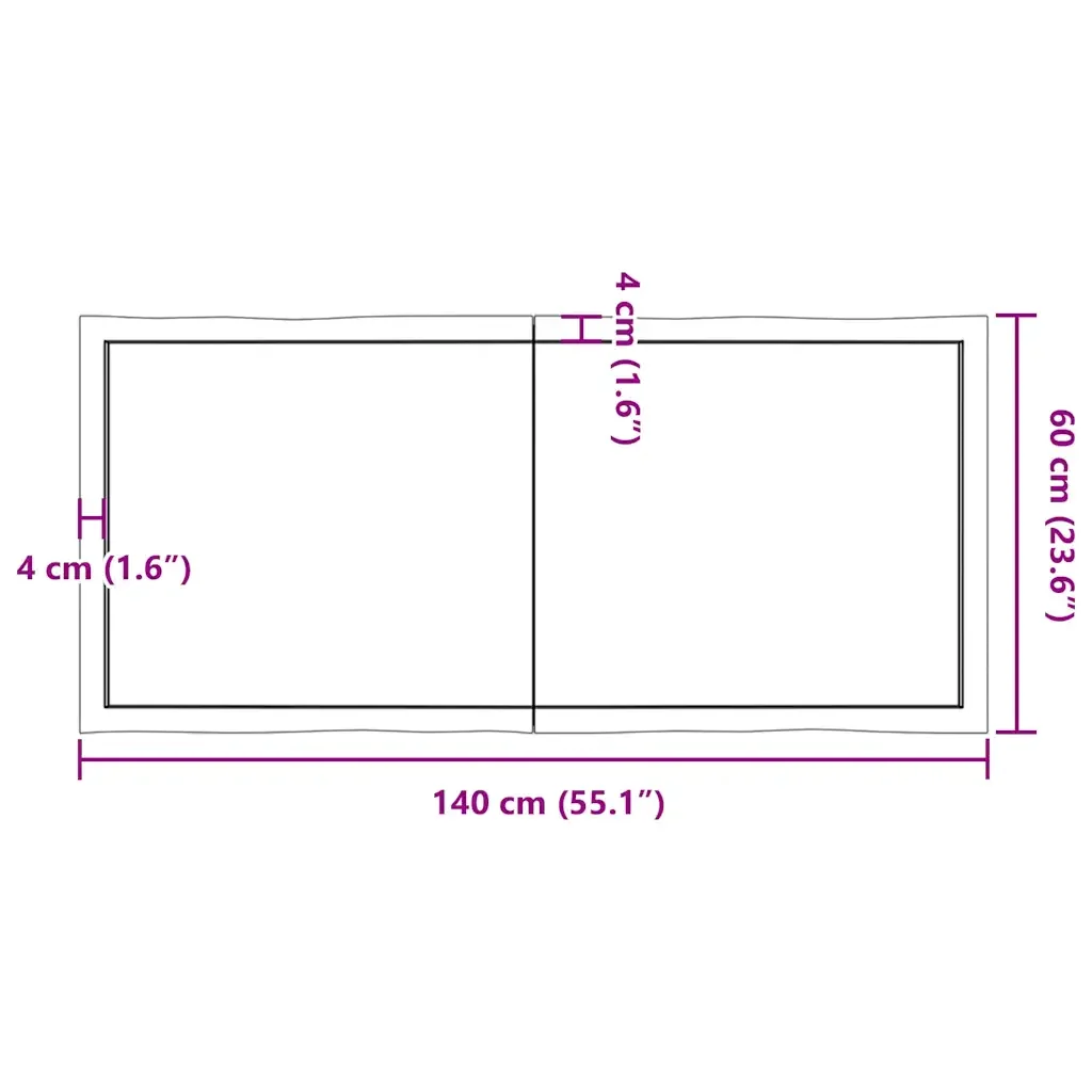 Piano per Tavolo 140x60x(2-6) cm Rovere Non Trattato Bordi Vivi 363901 - Image 9