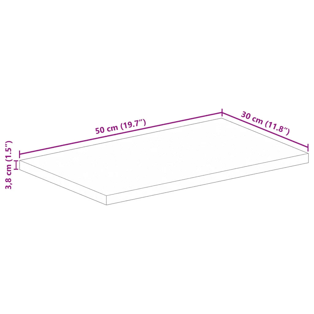 Piano per Tavolo 50x30x3,8 cm Rettangolare Legno Massello Mango 371628 - Image 8