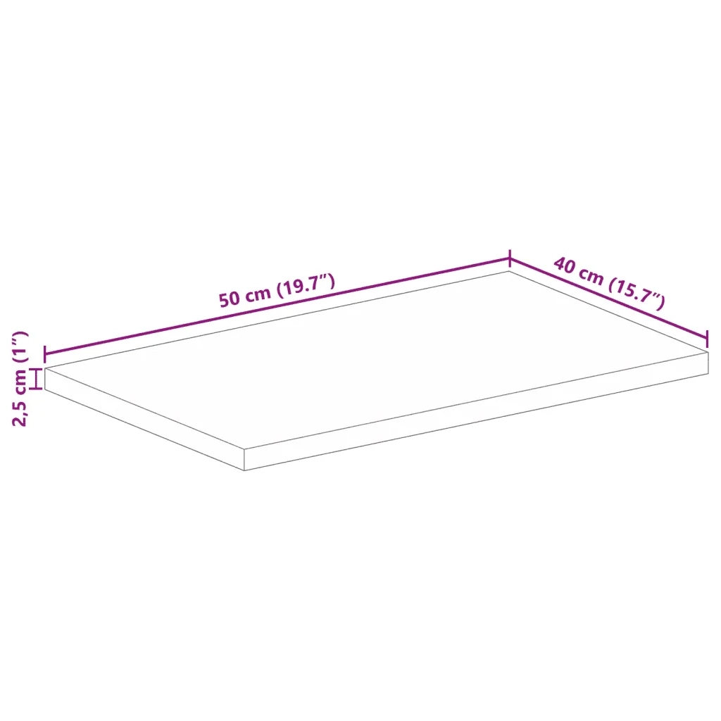 Piano per Tavolo 50x40x2,5 cm Rettangolare Legno Massello Mango 371575 - Image 8