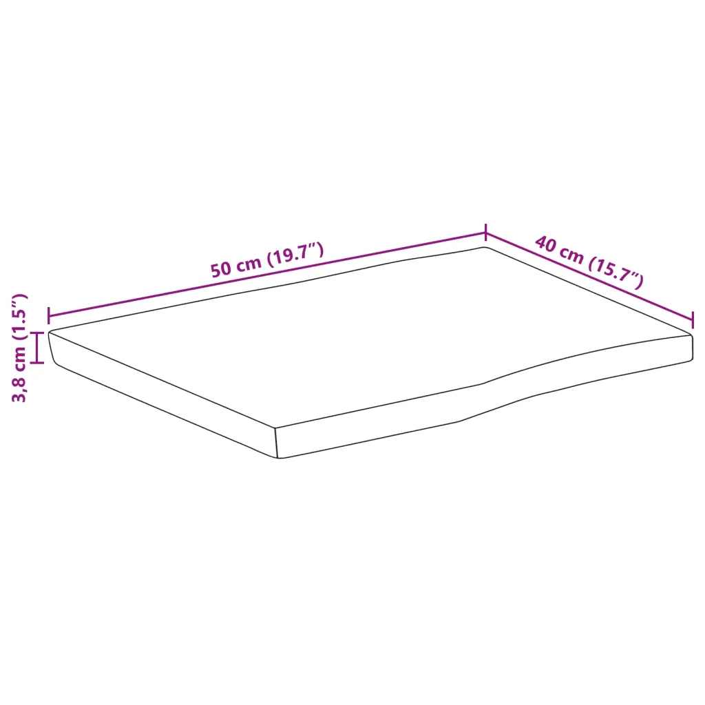 Piano per Tavolo 50x40x3,8cm Bordi Vivi in Legno Massello Mango 370775 - Image 8