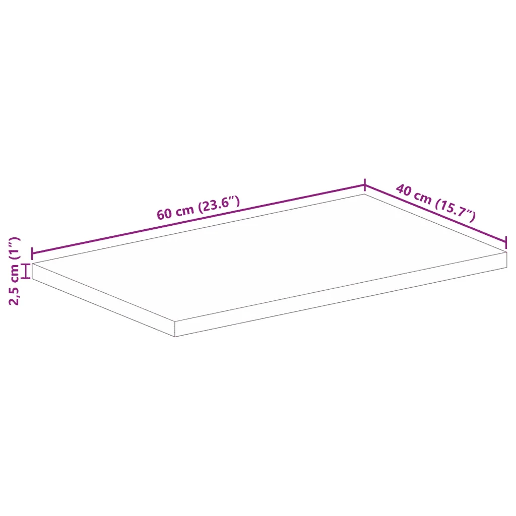 Piano per Tavolo 60x40x2,5 cm Rettangolare Legno Mango Grezzo 371305 - Image 8