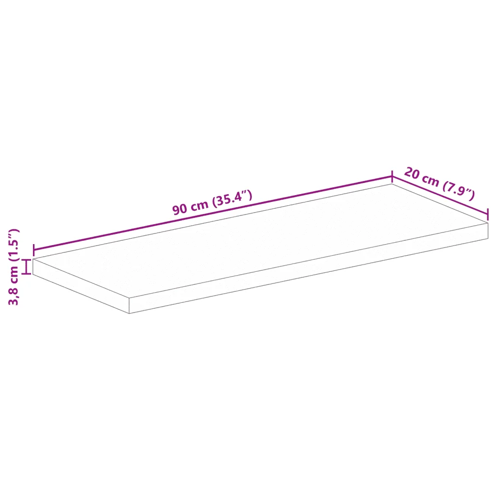 Piano per Tavolo 90x20x3,8 cm Rettangolare Legno Massello Mango 371620 - Image 8