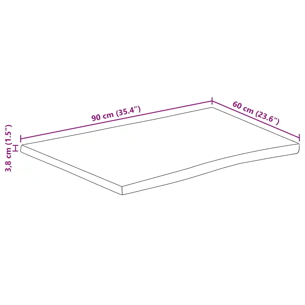 Piano per Tavolo 90x60x3,8cm Bordi Vivi in Legno Massello Mango 370789 - Image 8