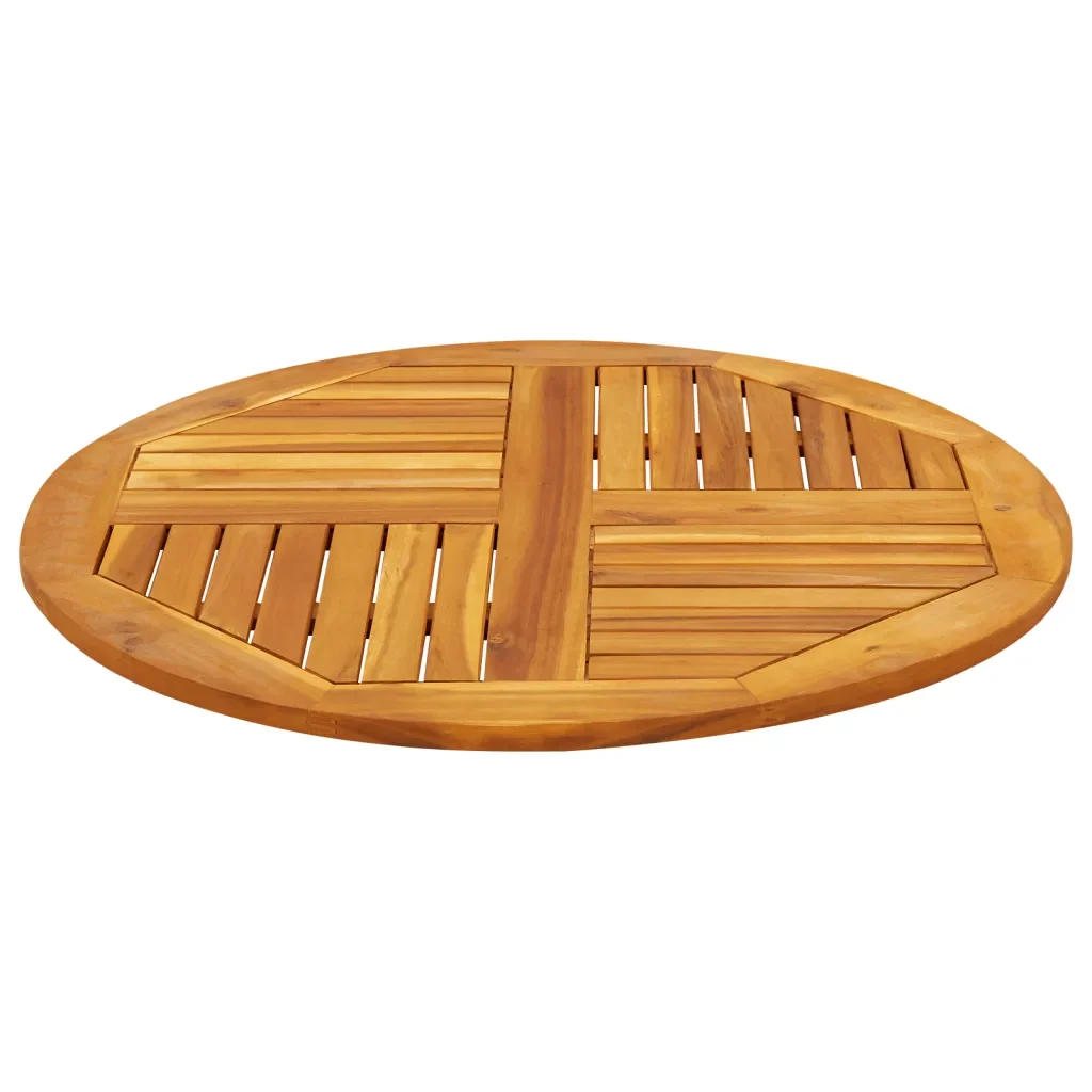 Piano per Tavolo Ø80x2,2 cm Rotondo in Legno Massello di Acacia 4004250 - Image 4