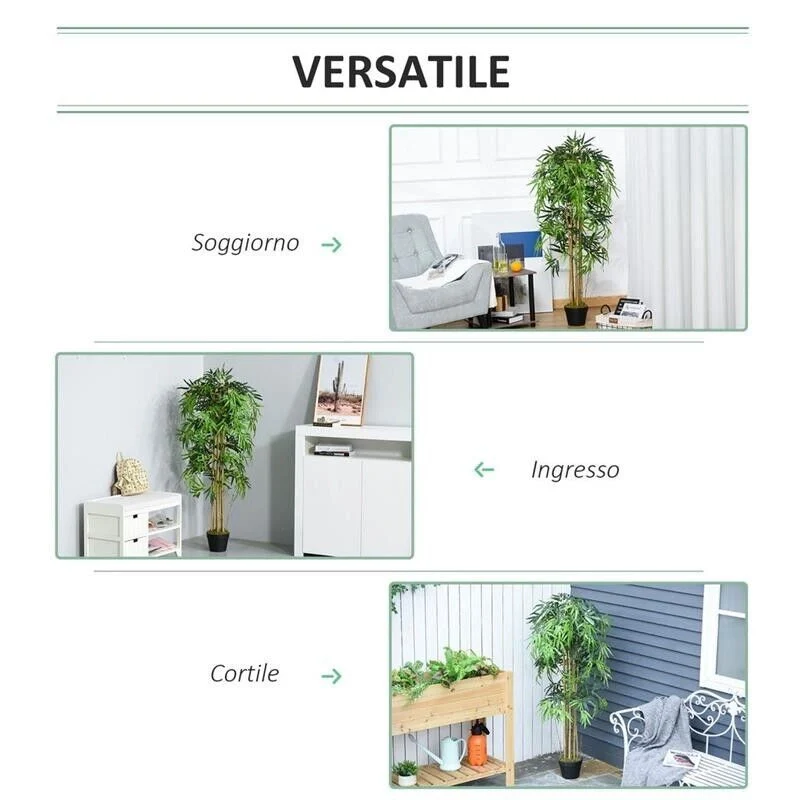 PIANTA ARTIFICIALE BAMBÙ CON VASO PER INTERNO ED ESTERNO 18X150CM - Image 6