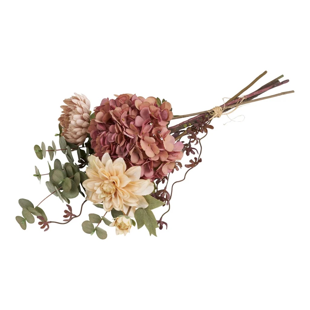 Bouquet Dahlia artificiale mix toni caldi rosa e crema
