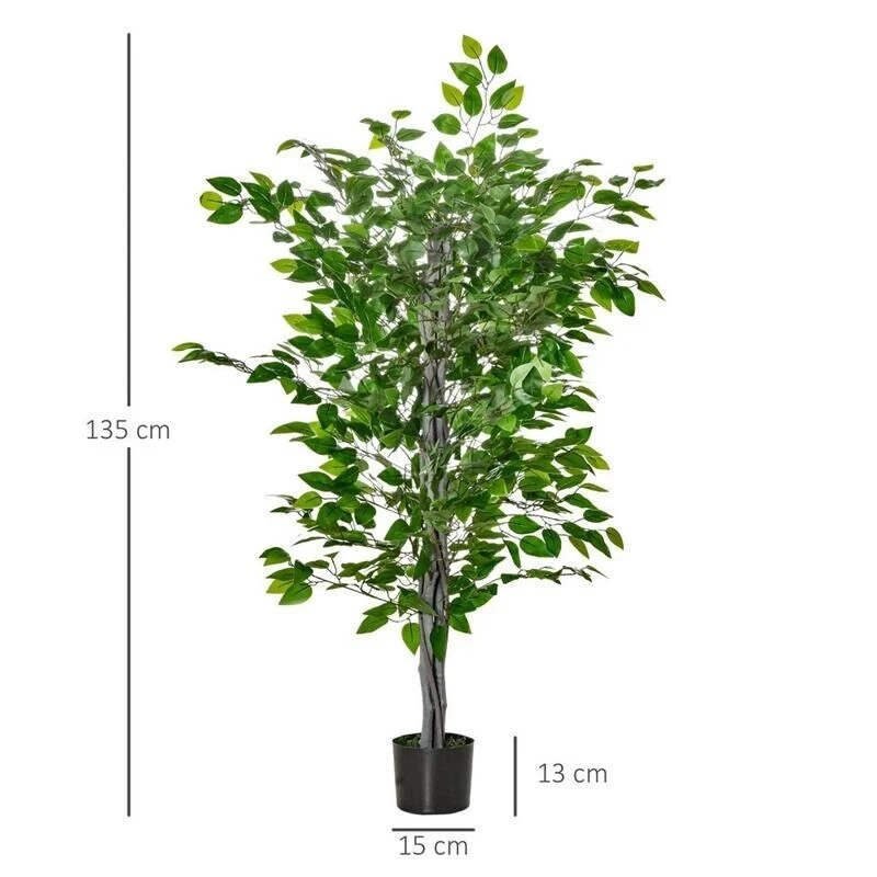 PIANTA ARTIFICIALE DI FICUS ALTA 135CM CON VASO IN COLORE VERDE - Image 4