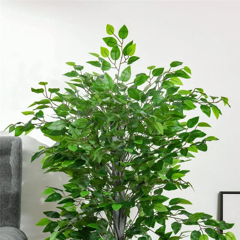 PIANTA ARTIFICIALE DI FICUS ALTA 135CM CON VASO IN COLORE VERDE - Image 5