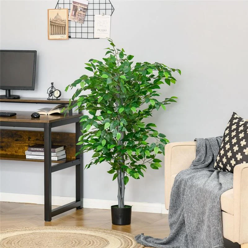 PIANTA ARTIFICIALE DI FICUS ALTA 135CM CON VASO IN COLORE VERDE - Image 6