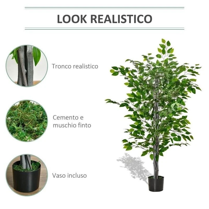 PIANTA ARTIFICIALE DI FICUS ALTA 135CM CON VASO IN COLORE VERDE - Image 9