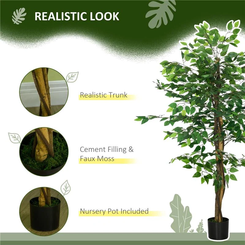 PIANTA ARTIFICIALE DI FICUS ALTA 150CM PER INTERNO ED ESTERNO CON VASO INCLUSO - Image 5