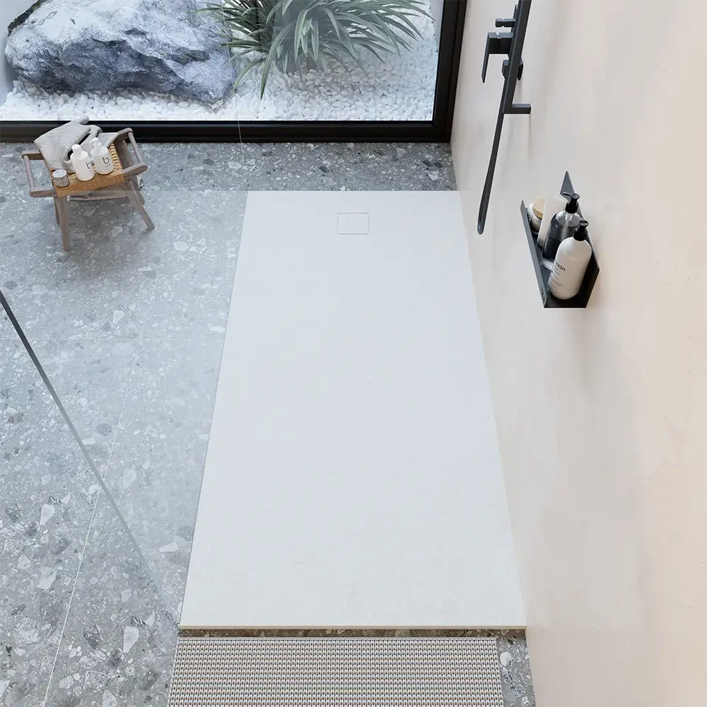 Piatto doccia 70x160 cm colore bianco effetto pietra | Samos - Image 6