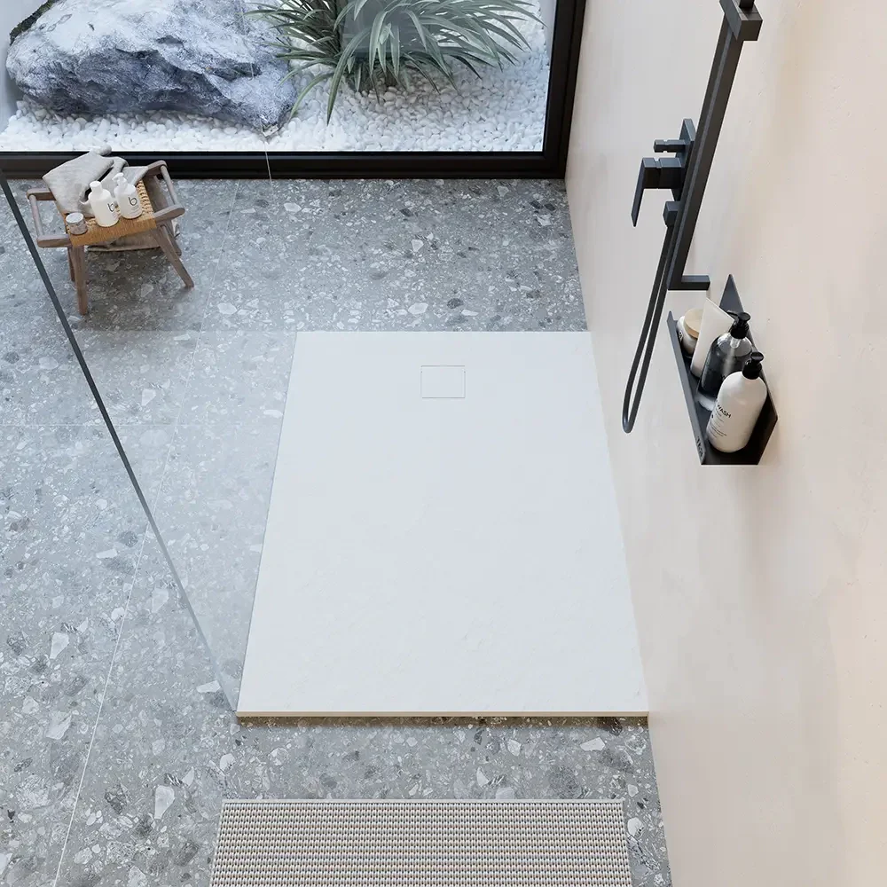 Piatto doccia 90x110 cm colore bianco effetto pietra | Samos - Image 9