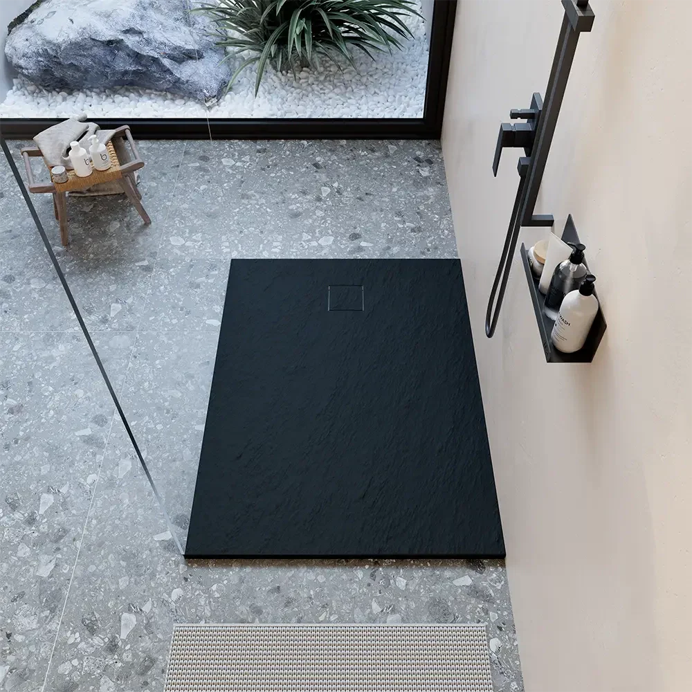 Piatto doccia 90x120 cm colore nero effetto pietra | Samos - Image 9