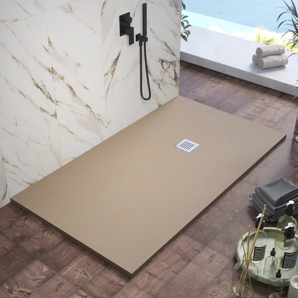 Piatto doccia 90x140cm in marmoresina marrone effetto pietra | Kos