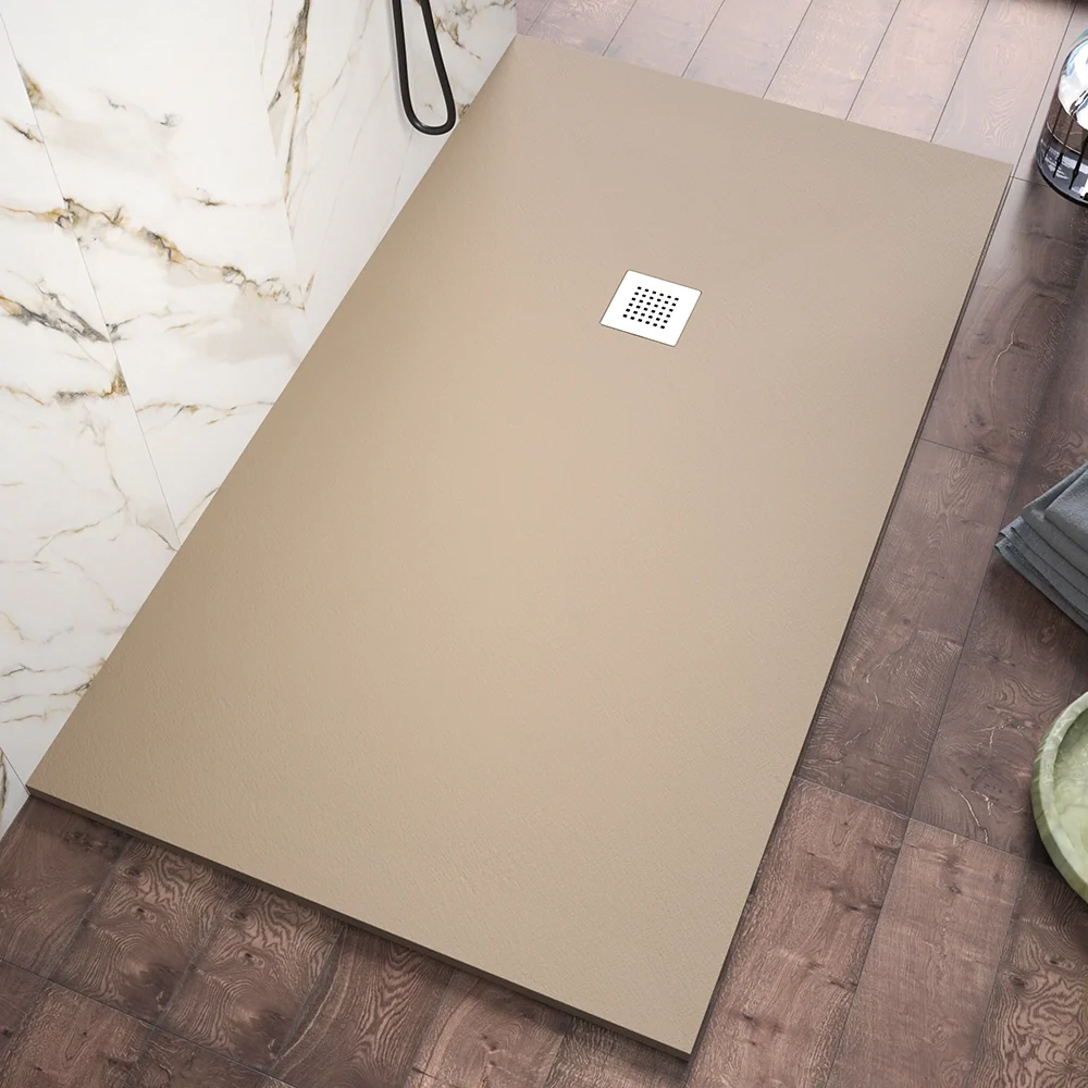 Piatto doccia 90x140cm in marmoresina marrone effetto pietra | Kos - Image 5